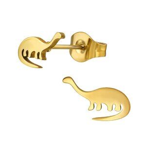 Stainless Steel Gold Dinosaur Stud Earrings - Waterproof​